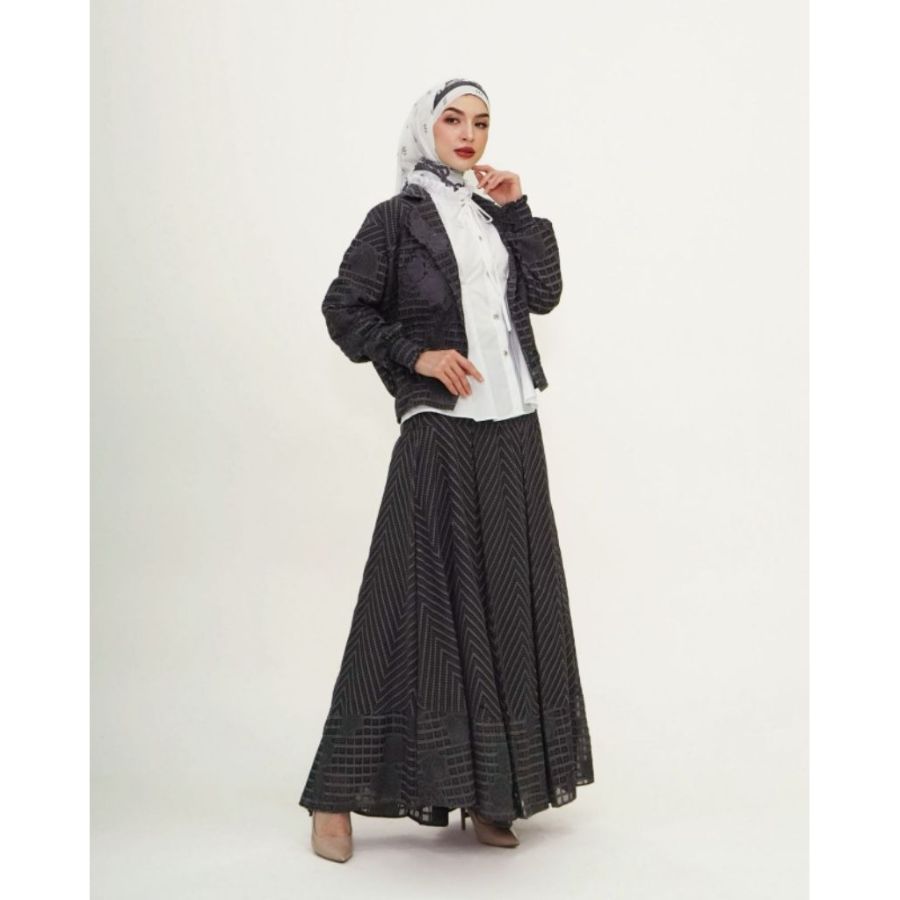  Motif Hawa Savana series set Blouse + Outer + Skirt + Scarf ( BLACK )