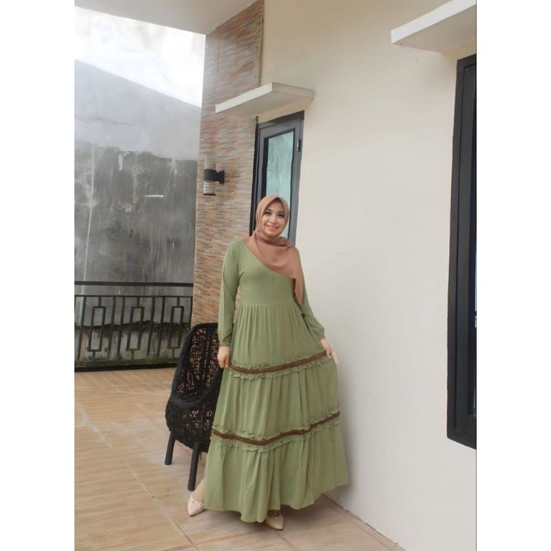 Gamis Deura Daily  Gamis Polos Premium  Gamis Crinkle (GREEN)