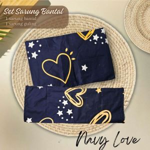 Set Sarung Bantal & Guling - NAVY LOVE