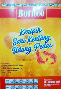 KERIPIK SARI KENTANG UDANG PEDAS BORNEO