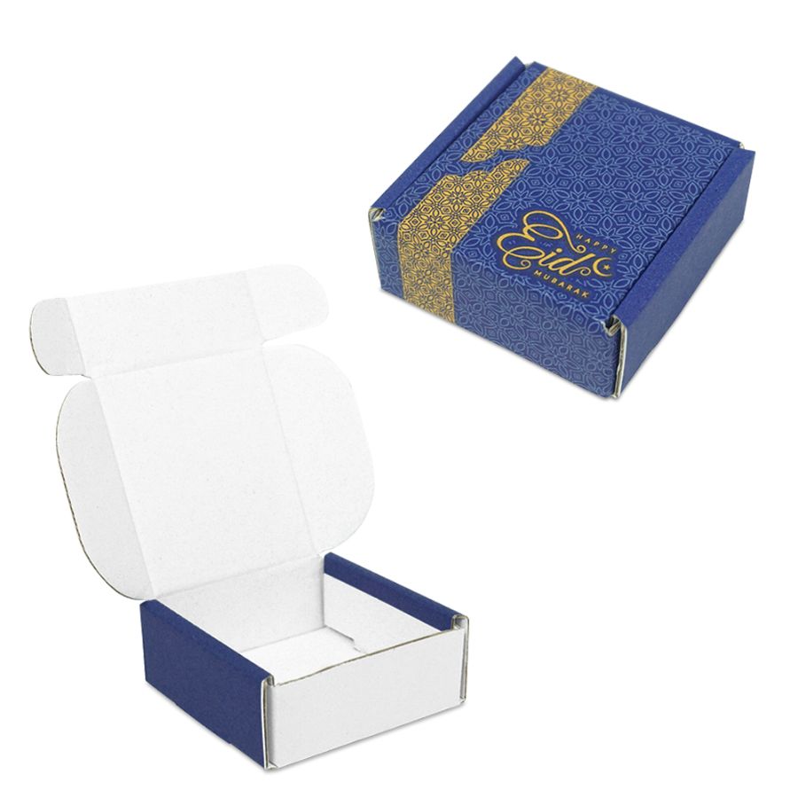 Box 8x8x3 cm happy eid biru (minimal 4 pcs)