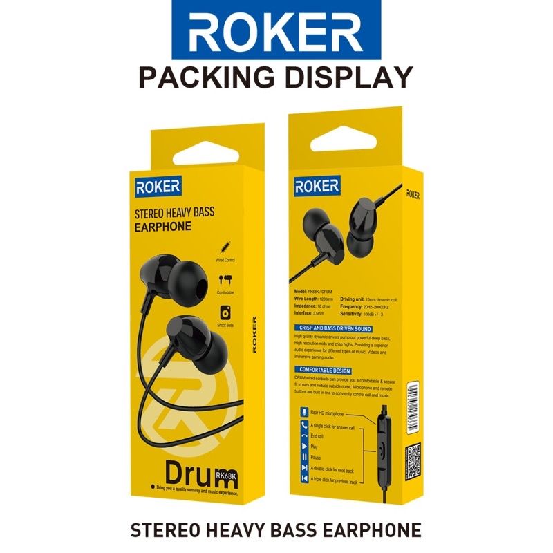 ROKER STEREO HEAVY BASS EARPHONE RK68K