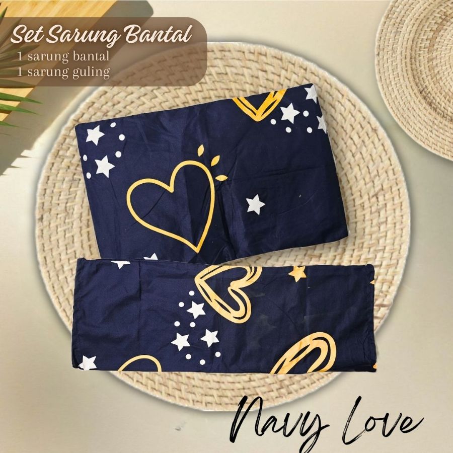 Set Sarung Bantal & Guling - NAVY LOVE