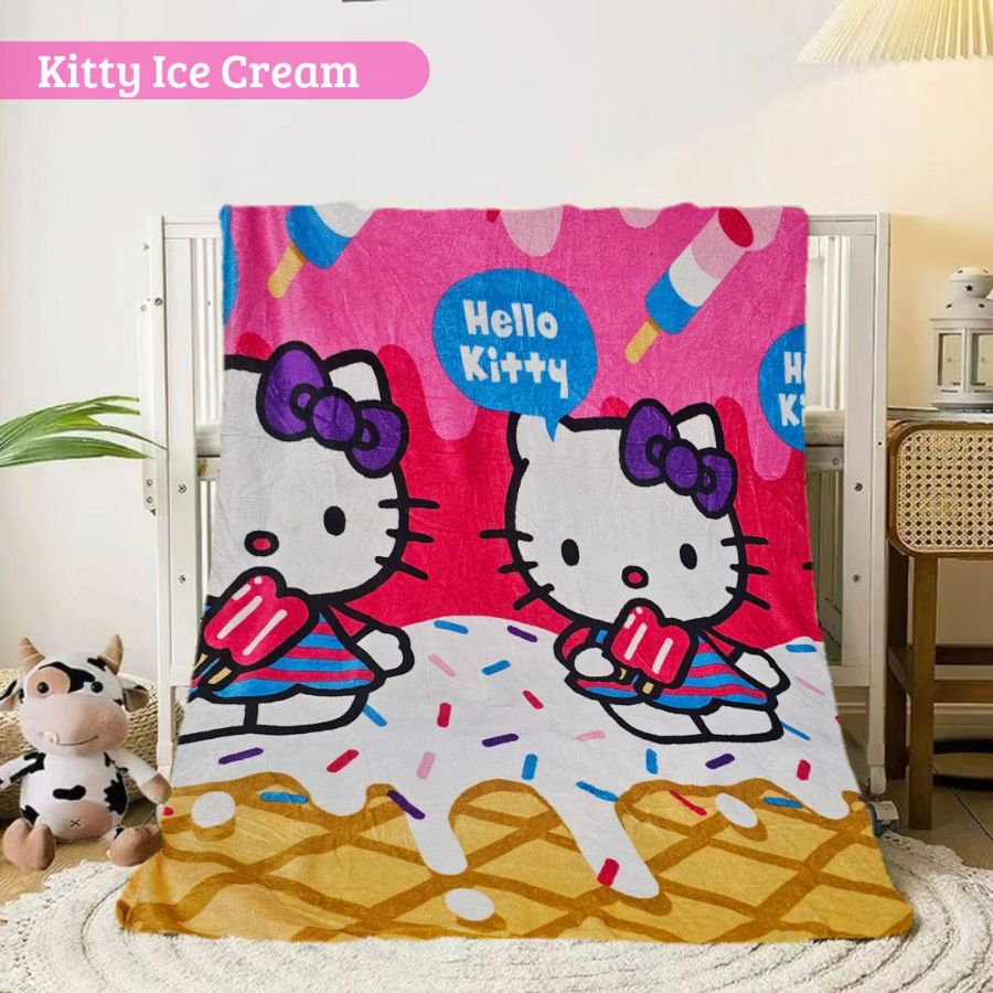 Selimut karakter - KITTY ICE CREAM
