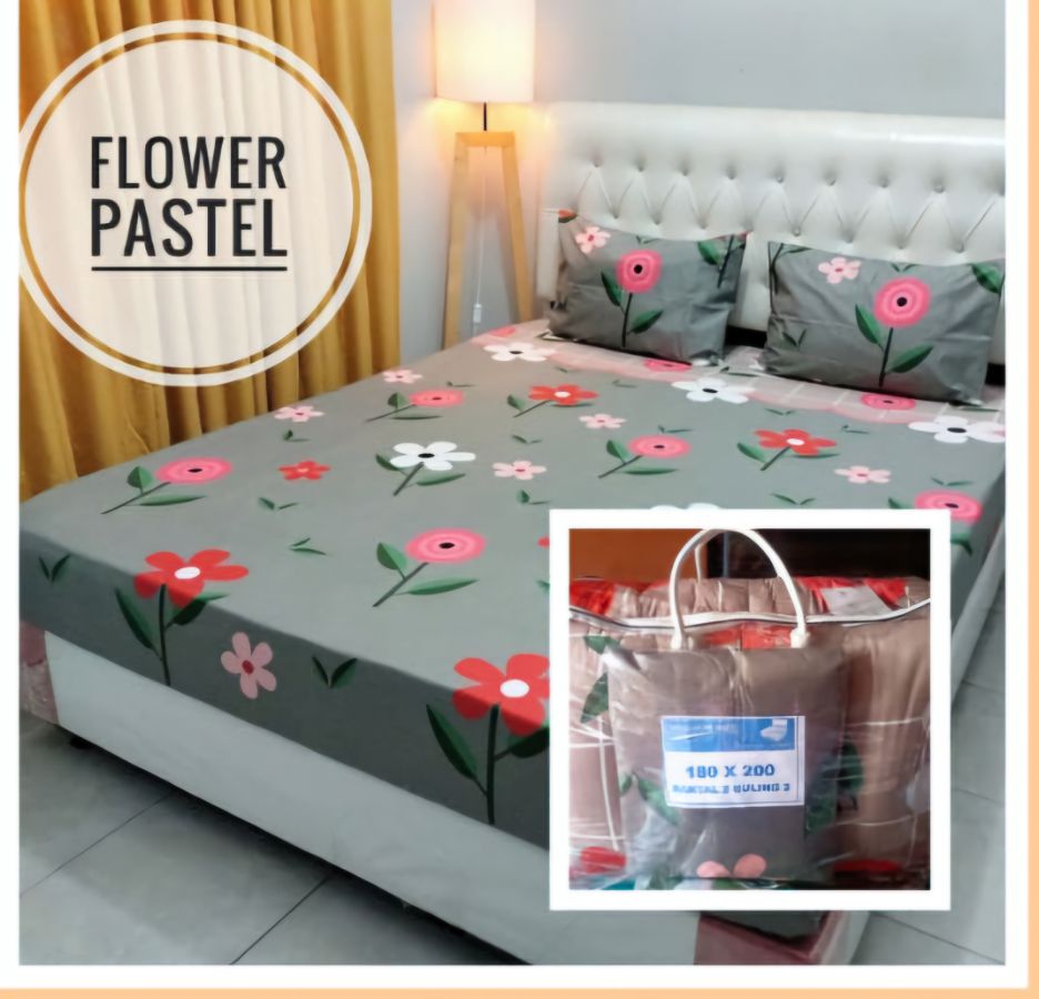 Bedcover Set Homemade 180x200 - FLOWER PASTEL
