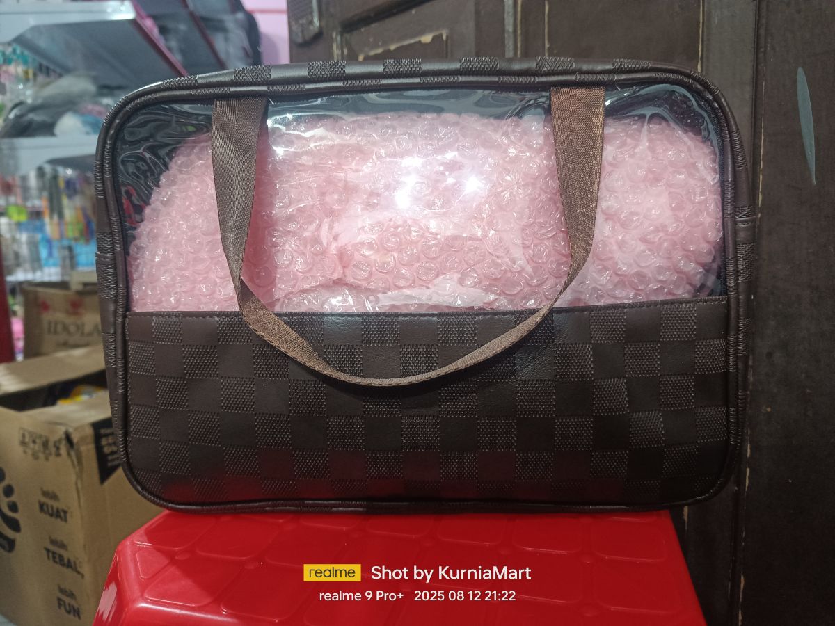 Washbag kulit transparan l