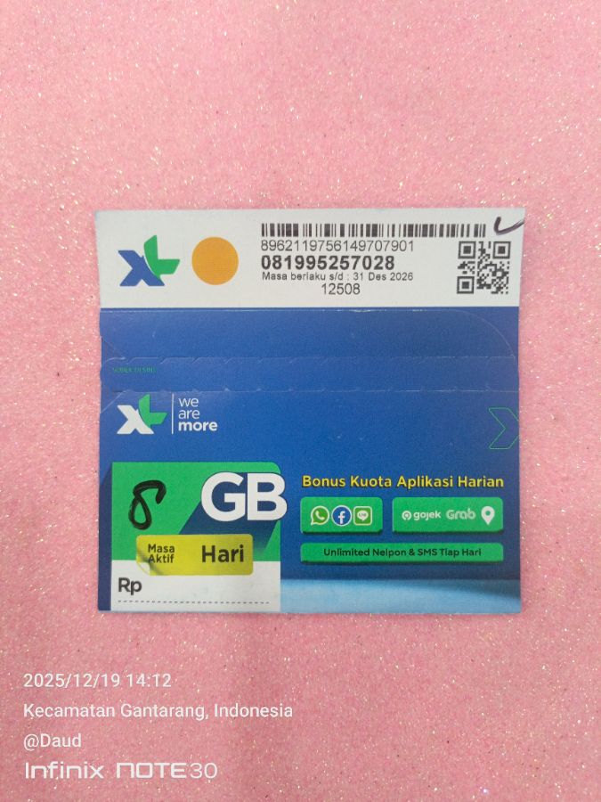 Kartu data XL 8gb 30h