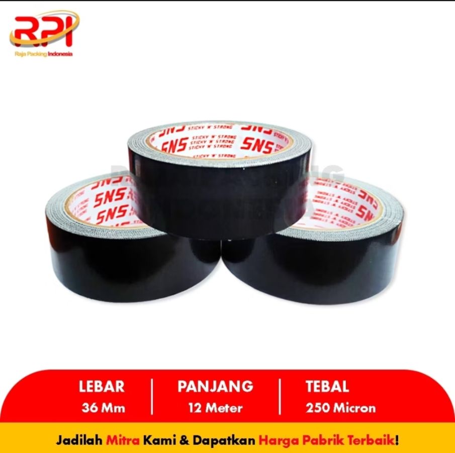 Lakban hitam SNS 1,5 inch 36 mm