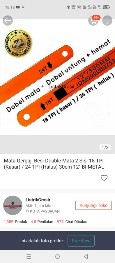 Mata gergaji besi double