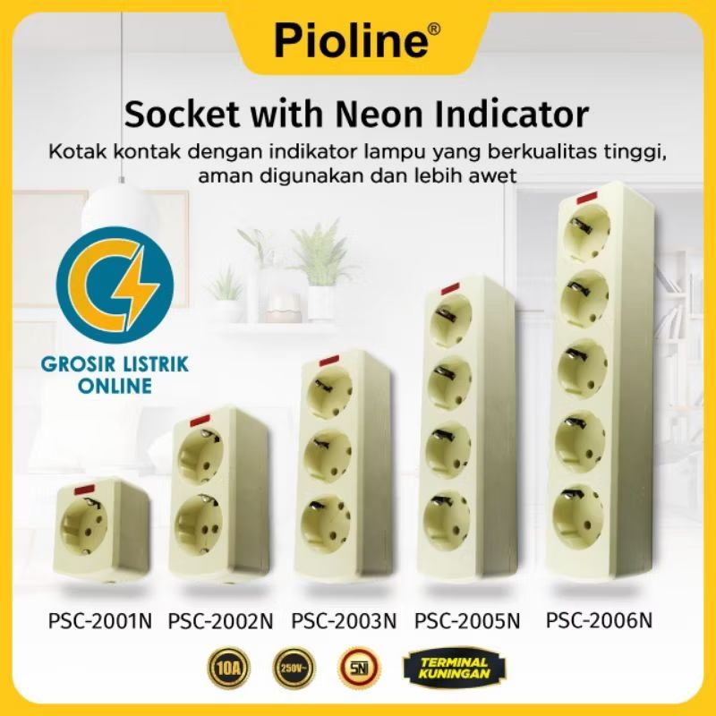 Stop kontak 5 lobang pioline