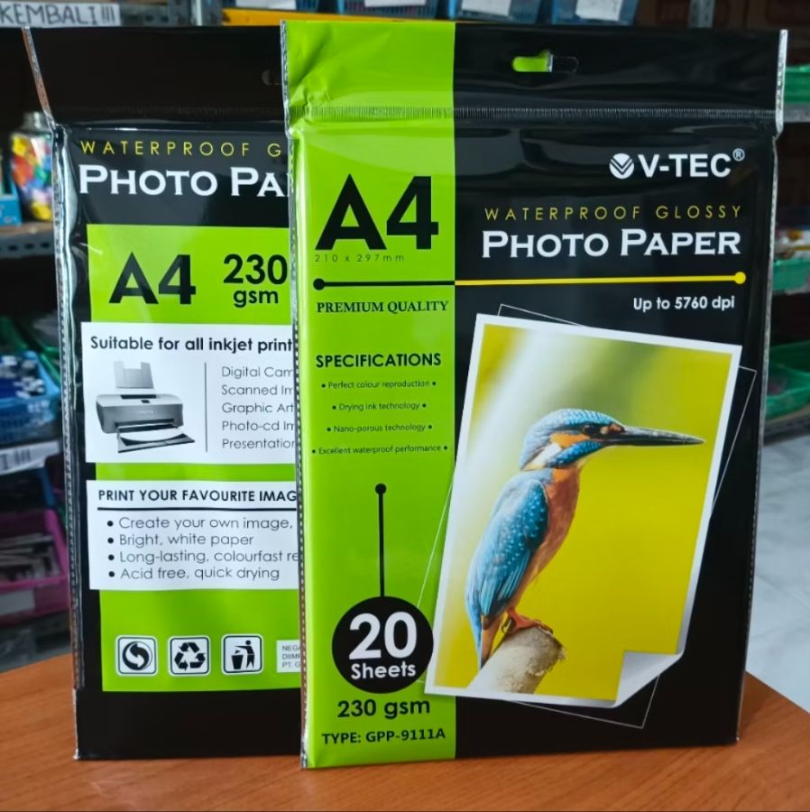 Kertas Foto Glosy V-Tec 230 gsm