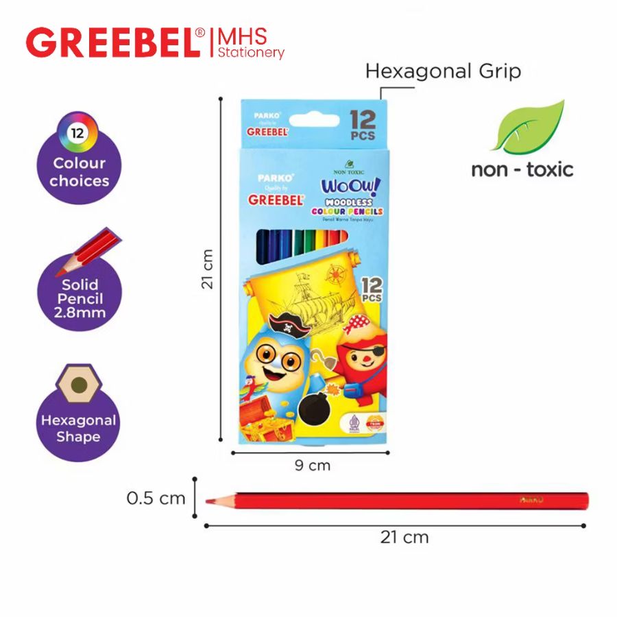 Pensil warna greebel panjang