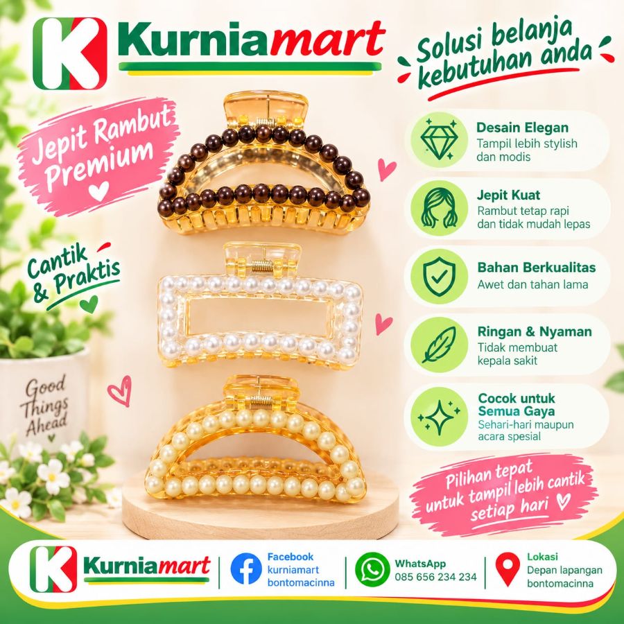Jepit mutiara kotak/sabit