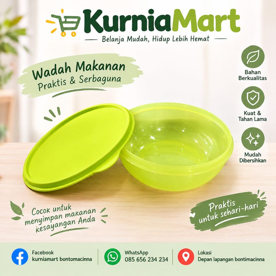 Kotak bekal bulat tanpa sekat