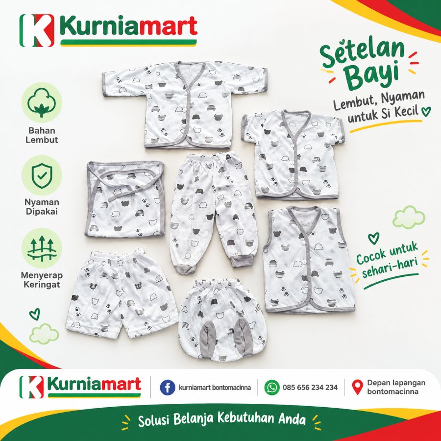 Set baju bayi baru lahir 8pcs