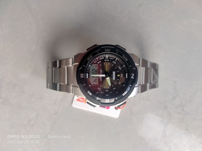 Jam skmei putih dobel jam aluminium