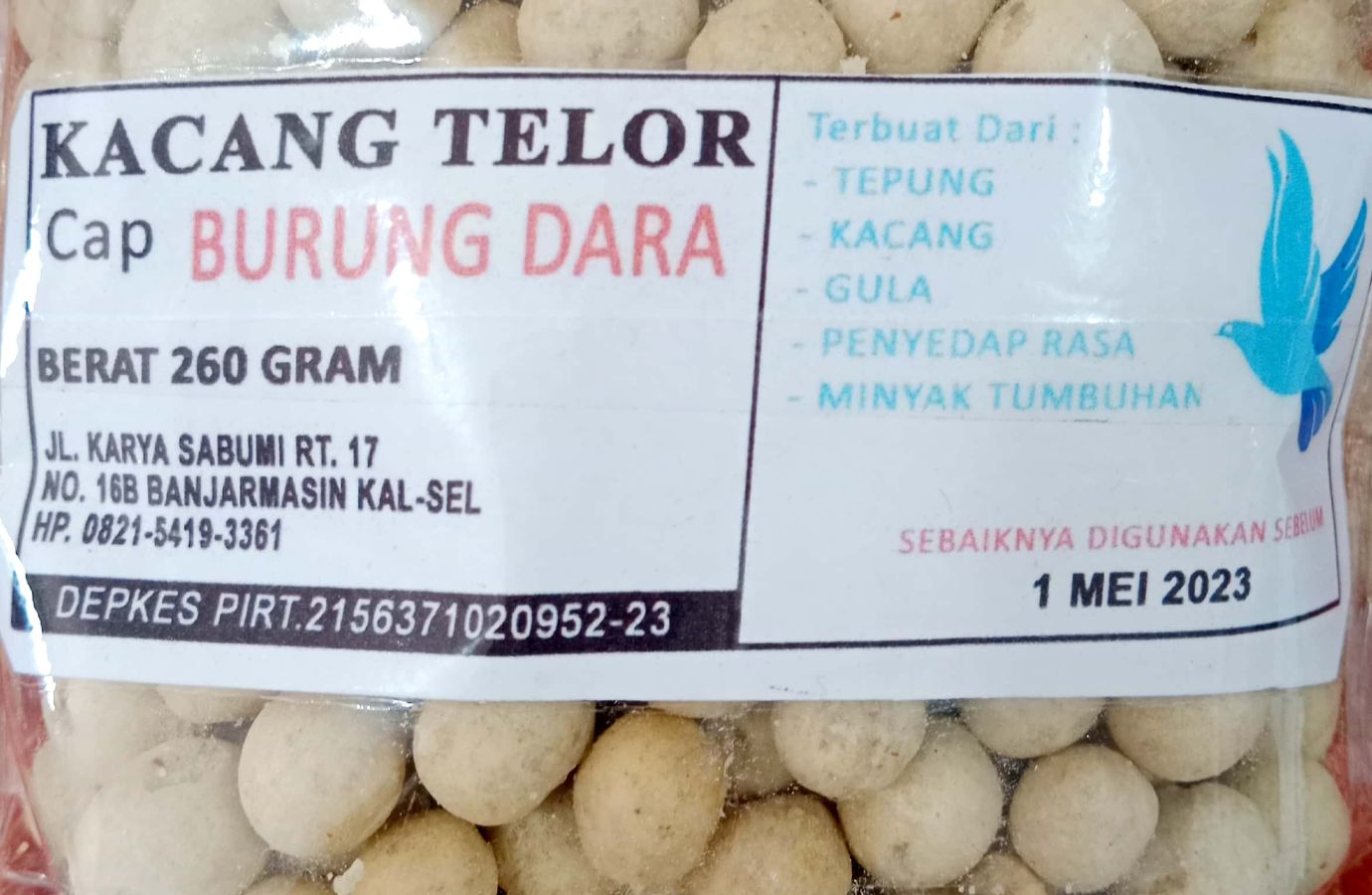 KACANG TELOR CAP BURUNG DARA 