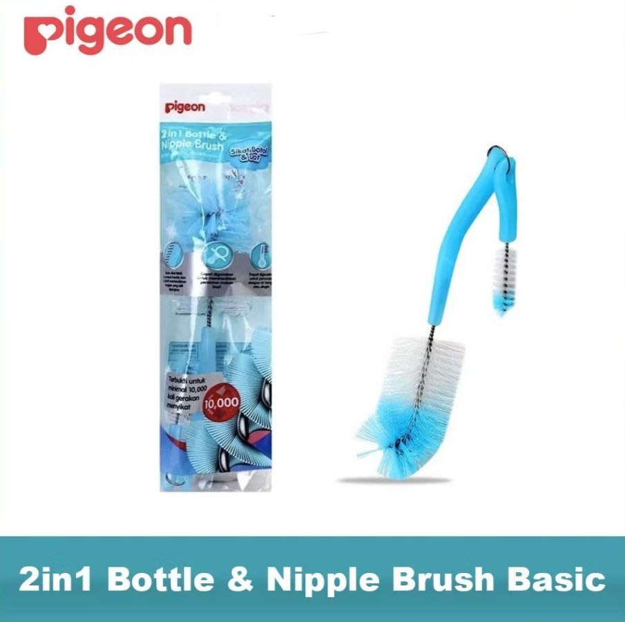 Sikat Botol Pigeon Biru 2in1 Botol+Nipple brush