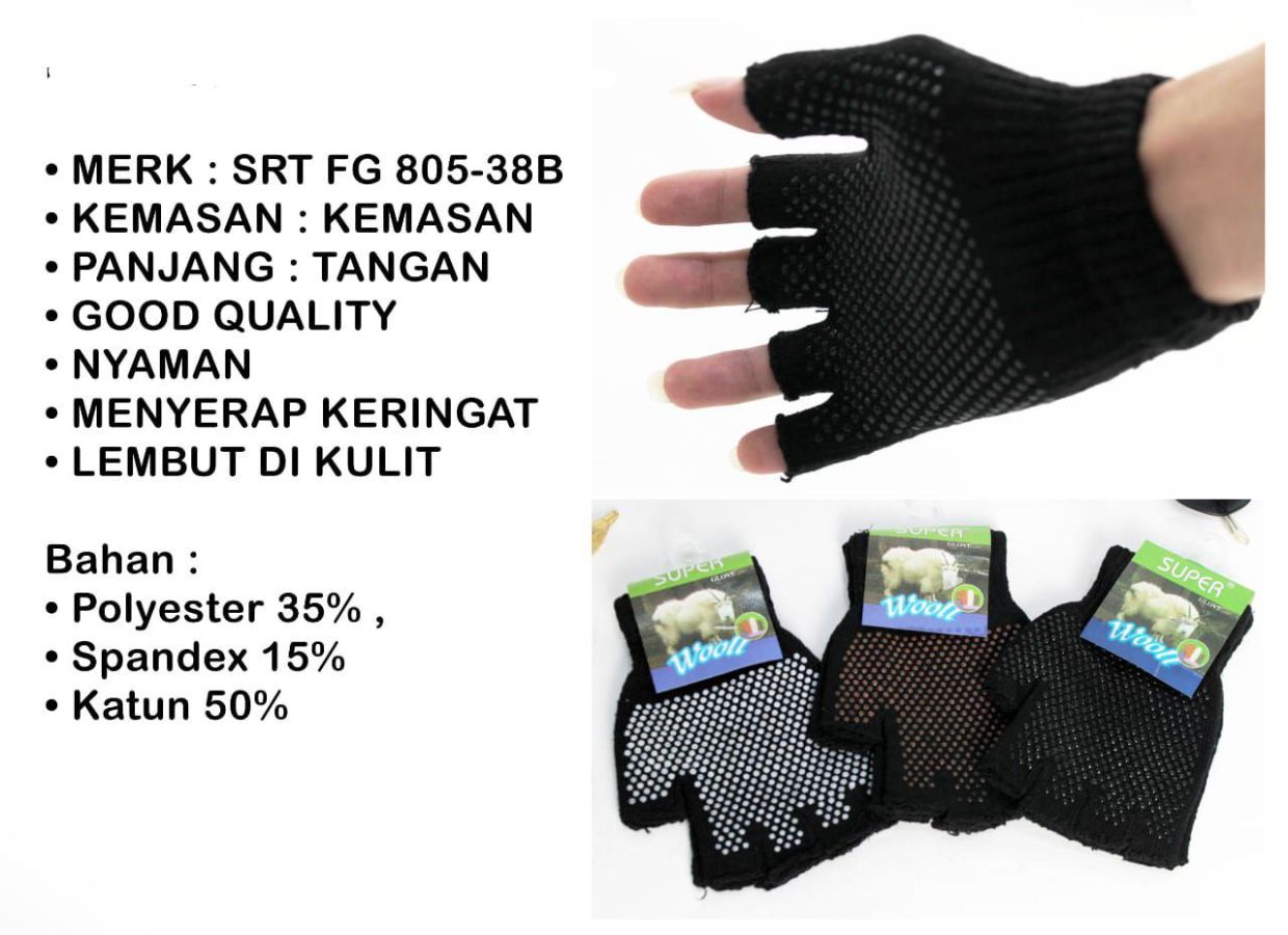 Sarung tangan motor super gloves bintik open finger