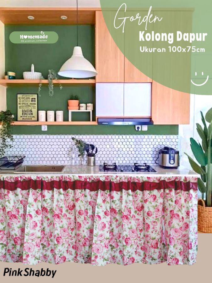 Gorden Kolong Dapur - PINK SHABBY (obral murah)