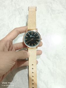 Geneva Jam Tangan Cewek Black Gold