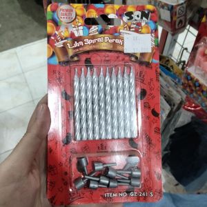 Lilin Spiral Perak 10pcs