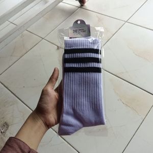 Kaos Kaki Fashion Putih Motif Garis