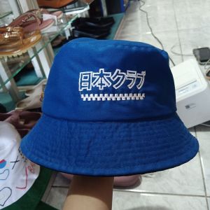 Topi Bucket Polos Biru