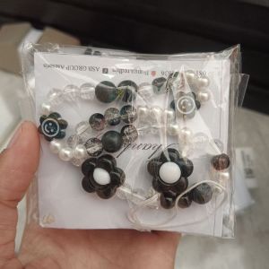 Tali Hp Manik Manik Flower Hitam