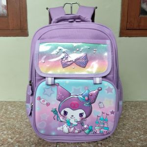 Tas Ransel Backpack Sekolah Anak Perempuan Ribbon Kuromi Cinamoroll Melody-Kuromi