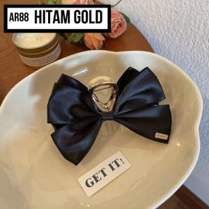 Jedai Jepit Rambut Korea Pita Jumbo Besar Jepit Salon Aksesoris Rambut Wanita Fashion-Hitam Gold