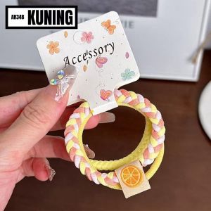 * Set Ikat Rambut Isi 3 Karet Rambut Wanita Kuncir Rambut Anak MCO-Kuning