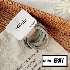 Ikat Rambut Wanita Set Isi 6 Karet Rambut Polos Elastis MCO-Grey