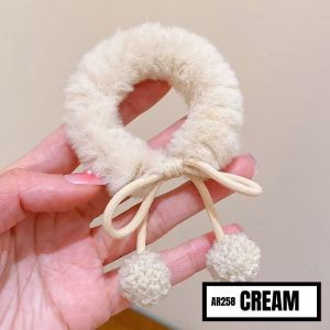 Ikat Rambut Anak Pompom Karet Rambut Donat Aksesoris Rambut Wanita MCO-Cream