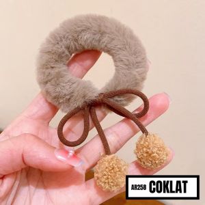 * Ikat Rambut Anak Pompom Karet Rambut Donat Aksesoris Rambut Wanita MCO-Coklat