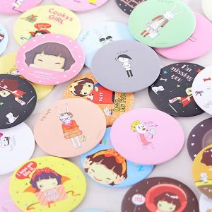 HC Cermin Bulat Karakter Kaca Cermin Make Up Mini Kaca Travelling Motif Lucu Kaca Mini-Random
