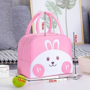 HC Tas Bekal Karakter Lunch Bag Cooler Food Waterproof Makanan Anak Tas Lunch Box-Pink Rabbit