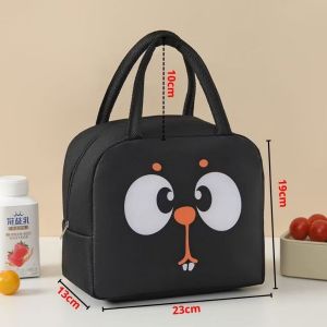 HC Tas Bekal Karakter Lunch Bag Cooler Food Waterproof Makanan Anak Tas Lunch Box-Hitam Tupai