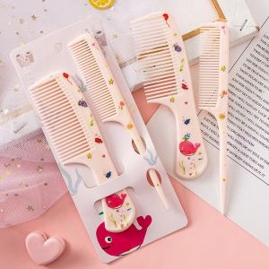 HC Sisir Anak Set Isi 2pcs Karakter Kartun Lucu Sisir Runcing 2 Pcs Sisir Gagang Plastik-Pink