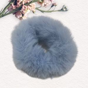 HC IKAT RAMBUT BULU HALUS ELASTIS WANITA ANAK KARET BERBULU WARNA WARNI-Biru