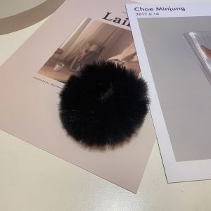 HC IKAT RAMBUT BULU HALUS ELASTIS WANITA ANAK KARET BERBULU WARNA WARNI-Hitam