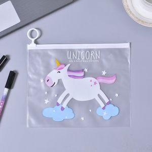 HC Pouch Zip Lock Kosmetik Transparan Motif Kaktus Tas Kosmetik Karakter Unicorn-Unicorn 4