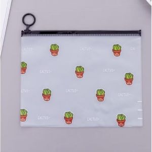 HC Pouch Zip Lock Kosmetik Transparan Motif Kaktus Tas Kosmetik Karakter Unicorn-Kaktus 4