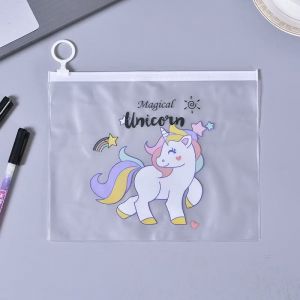 HC Pouch Zip Lock Kosmetik Transparan Motif Kaktus Tas Kosmetik Karakter Unicorn-Unicorn 2