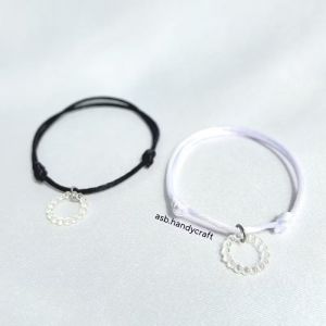 Gelang Mote premium Tali Satin 1mm Double slide-Hitam