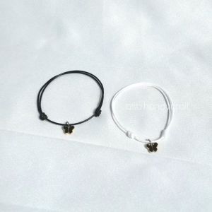 ASB Gelang Tali Korea Premium Waterproof Mini Butterfly Black premium grade a-Hitam