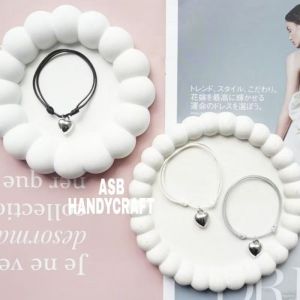 ASB Gelang Tali Korea Premium Waterproof Mote love silver premium grade a-Hitam