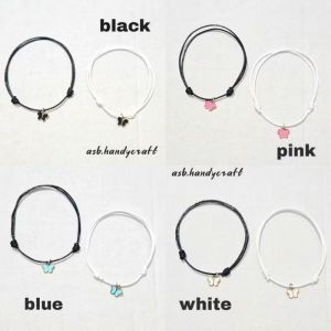 Gelang Tali Korea Charm Mini Kupu Kupu Premium Bracalate  Korean Beads-Black Hitam