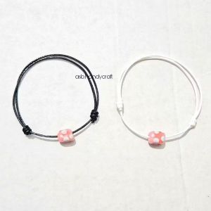 ASB Gelang Tali Korea Premium Waterproof Mote persegi pink premium grade a-Hitam