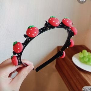 Bando Anak Bandana Kepang Strawberry 